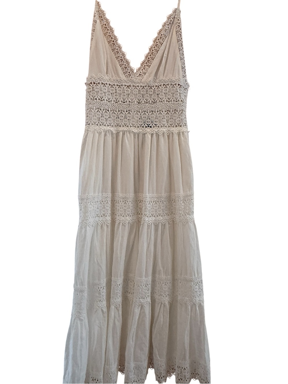 Aqua by Bloomie's Pretty White Maxi Sundress w/Spaghetti Straps & Lace Detail - Picture 2 of 13